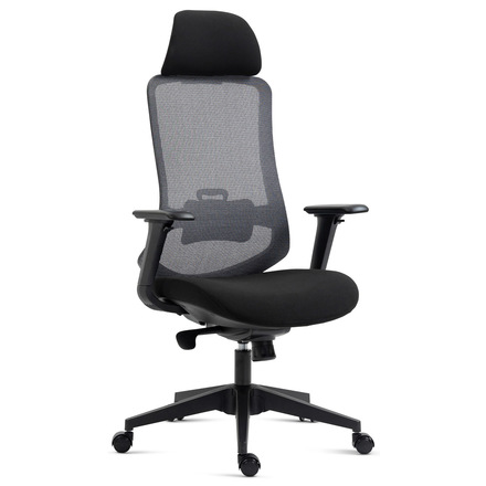 Kancelářská židle Autronic Kancelářská židle, černý plast, černá látka, 4D područky, kolečka pro tvrdé povrchy, houpací mechanika s polohovou areta (KA-V322 BK)