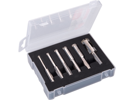 Korunky vykružovací Extol Premium 8801975 diamantové na sklo a keramiku sada 6ks, O 6-8-10-12-14-20mm (1)