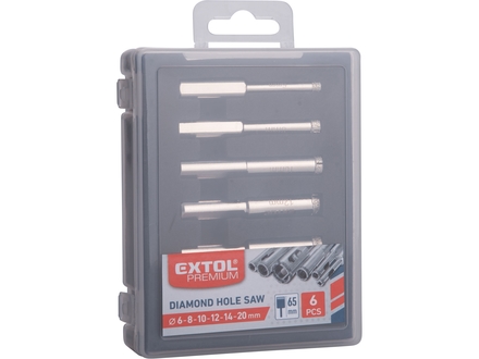 Korunky vykružovací Extol Premium 8801975 diamantové na sklo a keramiku sada 6ks, O 6-8-10-12-14-20mm (2)