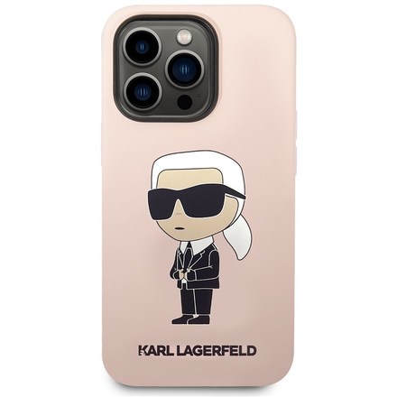 Kryt na mobil Karl Lagerfeld Liquid Silicone Ikonik NFT na Apple iPhone 15 Pro Max - růžový