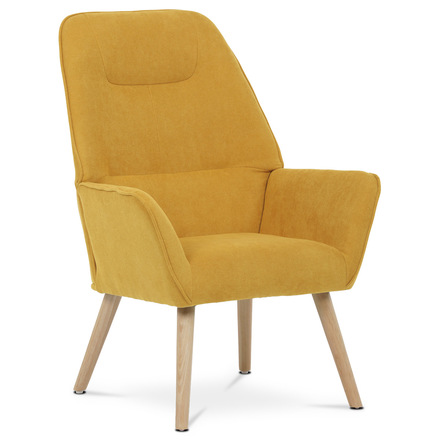 Křeslo Autronic Křeslo ušák potah žlutá látka, nohy masiv kaučukovník (AK-312 YEL2)