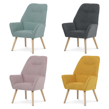 Křeslo Autronic Křeslo ušák potah žlutá látka, nohy masiv kaučukovník (AK-312 YEL2) (2)