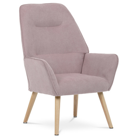 Křeslo Autronic Křeslo ušák potah starorůžová látka, nohy masiv kaučukovník (AK-312 PINK2) (1)