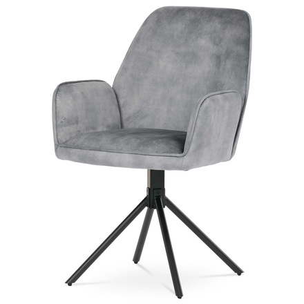 Moderní jídelní židle Autronic Židle jídelní a konferenční, stříbrná látka v dekoru žíhaného sametu, kovové černé nohy (HC-511 SIL4)