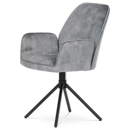Moderní jídelní židle Autronic Židle jídelní a konferenční, stříbrná látka v dekoru žíhaného sametu, kovové černé nohy (HC-511 SIL4) (2)