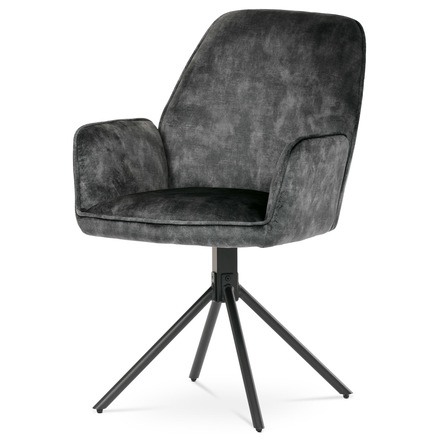 Moderní jídelní židle Autronic Židle jídelní a konferenční, černá látka v dekoru žíhaného sametu, kovové černé nohy (HC-511 BK4)