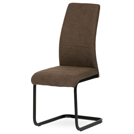 Moderní jídelní židle Autronic Židle jídelní, hnědá látka, kovová pohupová podnož, černý kov (DCL-414 BR2)