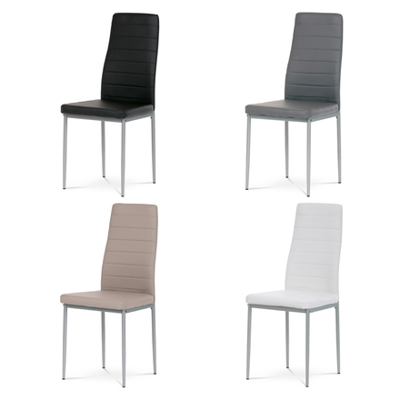 Moderní jídelní židle Autronic Židle jídelní, černá koženka, šedý kov (DCL-377 BK) (2)