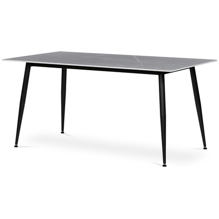 Moderní jídelní stůl Autronic Stůl jídelní 160x90x76 cm, deska slinutý kámen v imitaci matného mramoru, černé kovové nohy (HT-406M GREY)