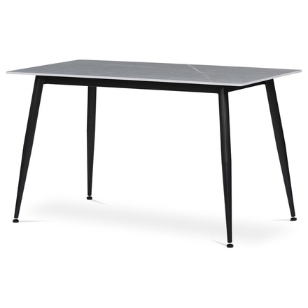 Moderní jídelní stůl Autronic Stůl jídelní 130x70x76 cm, deska slinutý kámen v imitaci matného mramoru, černé kovové nohy (HT-403M GREY)