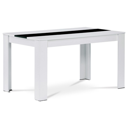 Moderní jídelní stůl Autronic Jídelní stůl 138x80x75, MDF, bílé lamino, dekorativní černý pruh (AT-B140 WT1)