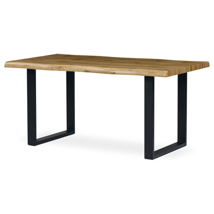 Moderní jídelní stůl Autronic Jídelní stůl, 160x90x77 cm, MDF deska, 3D dekor divoký dub, kov, černý lak (HT-865 OAK)
