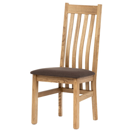 Dřevěná jídelní židle Autronic Dřevěná jídelní židle, potah čokoládově hnědá látka, masiv dub, přírodní odstín (C-2100 BR2)