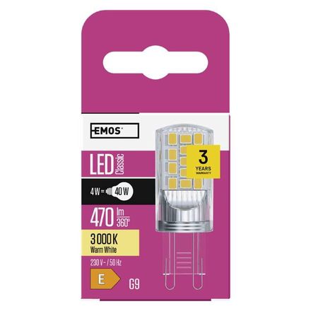 LED žárovka Emos ZQ9544 Classic JC / G9 / 4 W (40 W) / 470 lm / teplá bílá (1)
