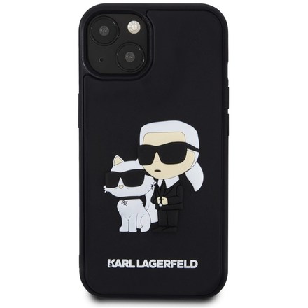 Kryt na mobil Karl Lagerfeld 3D Rubber Karl and Choupette na Apple iPhone 14 - černý