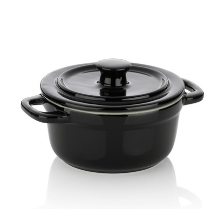 Servírovací a zapékací miska Kela KL-11928 Malin keramická černá s poklicí 9,5 cm  14,0 cm