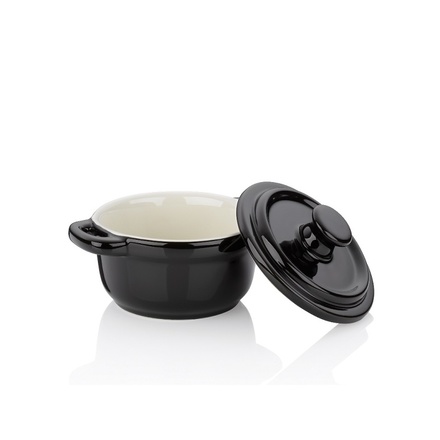 Servírovací a zapékací miska Kela KL-11928 Malin keramická černá s poklicí 9,5 cm  14,0 cm (3)