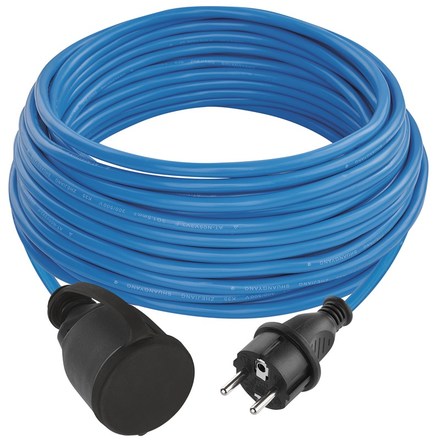 Prodlužovací kabel Emos P01420W Počasí odolný prodlužovací kabel 20 m / 1 zásuvka / modrý / silikon / 230 V / 1,5 mm2