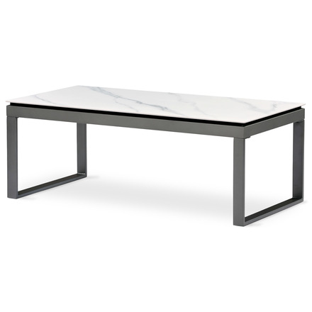 Konferenční stůl Autronic Stůl konferenční, deska slinutá keramika 120x60, bílý mramor, nohy šedý kov (AHG-284 WT)