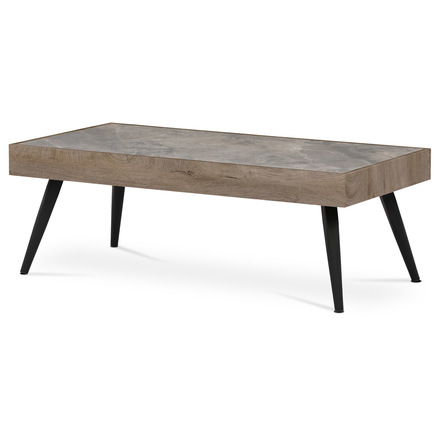 Konferenční stůl Autronic Konferenční stůl Autronic Stůl konferenční, deska slinutá keramika 120x60, šedý mramor, nohy černý kov, světle hnědá dýha (AHG-281 GREY) (1)