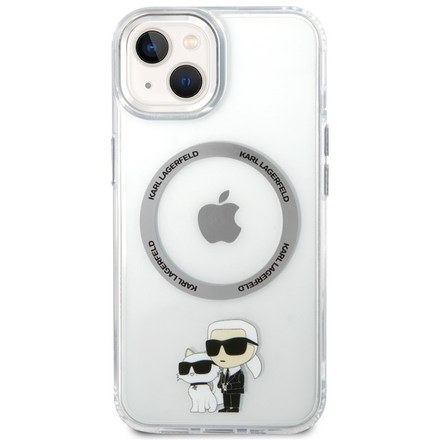 Kryt na mobil Karl Lagerfeld IML Karl and Choupette NFT MagSafe na Apple iPhone 15 - průhledný