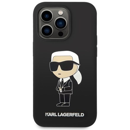 Kryt na mobil Karl Lagerfeld Liquid Silicone Ikonik NFT na Apple iPhone 15 Pro - černý