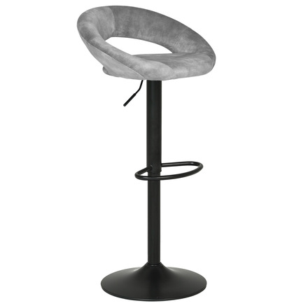 Barová židle Autronic Židle barová, šedá sametová látka, černá podnož (AUB-822 GREY4)