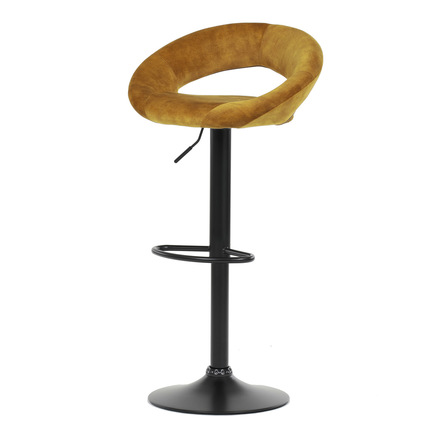 Barová židle Autronic Židle barová, žlutá sametová látka, černá podnož (AUB-822 YEL4)
