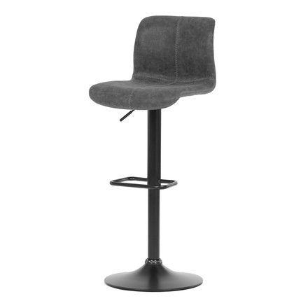 Barová židle Autronic Židle barová, šedá látka v imitaci broušené kůže, černá podnož, výškově stavitelná (AUB-806 GREY3)