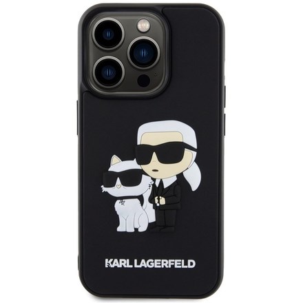 Kryt na mobil Karl Lagerfeld 3D Rubber Karl and Choupette na Apple iPhone 14 Pro - černý