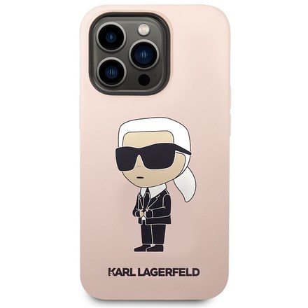 Kryt na mobil Karl Lagerfeld Liquid Silicone Ikonik NFT na Apple iPhone 15 Pro - růžový