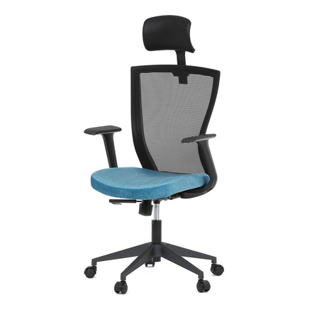 Kancelářská židle Autronic Kancelářská židle, černá MESH síťovina, světle modrá látka, houpací mechanismus, plastový kříž, kolečka pro tvrdé podlah (KA-V328 BLUE)
