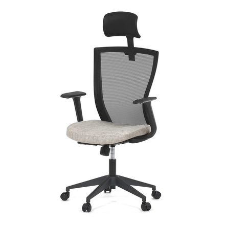 Kancelářská židle Autronic Kancelářská židle, černá MESH síťovina, tmavě béžová látka, houpací mechanismus, plastový kříž, kolečka pro tvrdé podlah (KA-V328 CRM)
