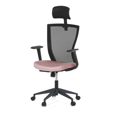 Kancelářská židle Autronic Kancelářská židle, černá MESH síťovina, růžová látka, houpací mechanismus, plastový kříž, kolečka pro tvrdé podlahy (KA-V328 PINK)