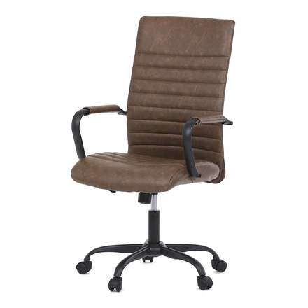 Kancelářská židle Autronic Kancelářská židle, hnědá ekokůže, houpací mech, kolečka pro tvrdé podlahy, černý kov (KA-V306 BR)