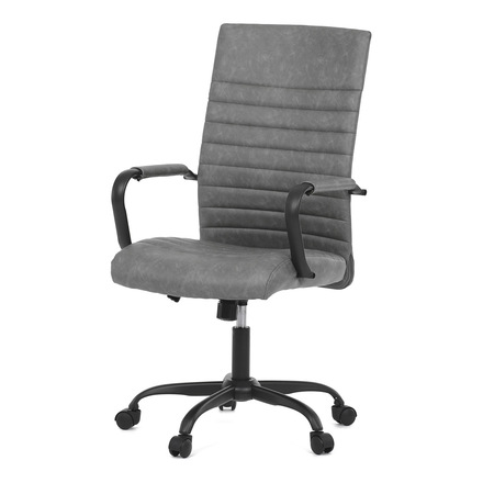 Kancelářská židle Autronic Kancelářská židle, šedá ekokůže, houpací mech, kolečka pro tvrdé podlahy, černý kov (KA-V306 GREY)