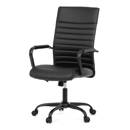 Kancelářská židle Autronic Kancelářská židle, černá ekokůže, houpací mech, kolečka pro tvrdé podlahy, černý kov (KA-V306 BK)