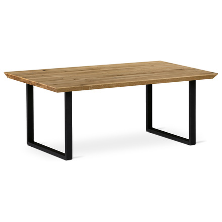 Konferenční stůl Autronic Stůl konferenční 110x70 cm, masiv dub, přírodní hrana, kovová noha &amp;quotU&amp;quot 6x2 cm (KS-F110U DUB)