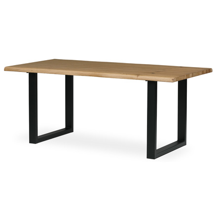 Dřevěný jídelní stůl Autronic Stůl jídelní, 180x90x75 cm,masiv dub, kovová noha ve tvaru písmene &amp;quotU&amp;quot, černý lak (DS-U180 DUB)
