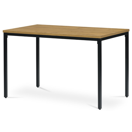 Moderní jídelní stůl Autronic Stůl jídelní, 120x70 MDF deska, dýha divoký dub, kovové nohy, černý lak (AT-631 OAK)