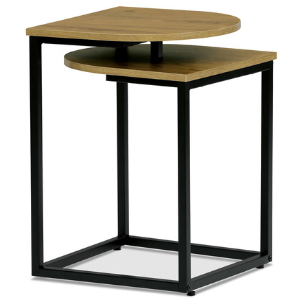 Odkládací stolek Autronic Stůl odkládací, MDF deska s dekorem divoký dub, černý kov. (CT-609 OAK)