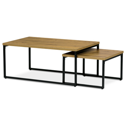 Konferenční stolky Autronic Sada 2 konferenčních stolů, MDF deska s dekorem divoký dub, černý kov. (CT-619 OAK)