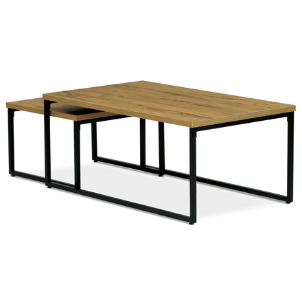 Konferenční stolky Autronic Sada 2 konferenčních stolů, MDF deska s dekorem divoký dub, černý kov. (CT-619 OAK) (4)