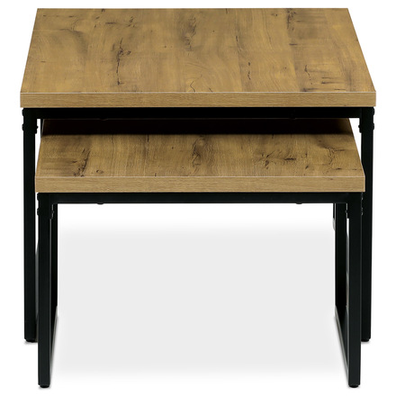Konferenční stolky Autronic Sada 2 konferenčních stolů, MDF deska s dekorem divoký dub, černý kov. (CT-619 OAK) (5)