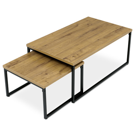 Konferenční stolky Autronic Sada 2 konferenčních stolů, MDF deska s dekorem divoký dub, černý kov. (CT-619 OAK) (6)
