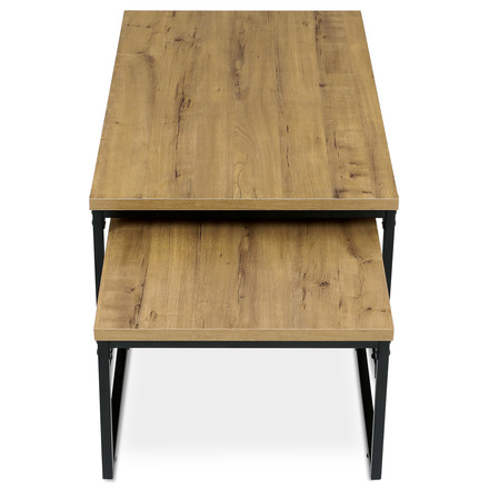 Konferenční stolky Autronic Sada 2 konferenčních stolů, MDF deska s dekorem divoký dub, černý kov. (CT-619 OAK) (7)