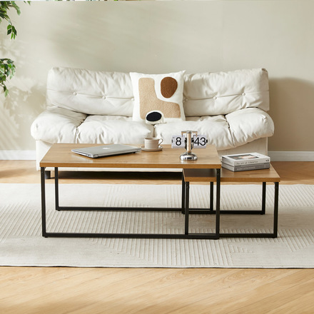 Konferenční stolky Autronic Sada 2 konferenčních stolů, MDF deska s dekorem divoký dub, černý kov. (CT-619 OAK) (8)