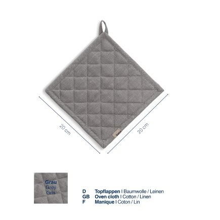 Podložka pod hrnec Kela KL-12804 Puro 55% bavlna/45% len šedý 20,0x20,0cm (2)