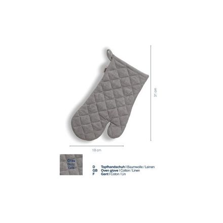 Chňapka Kela KL-12803 rukavice do trouby Puro 55%bavlna/45%len šedá 31,0x18,0cm
