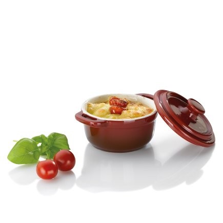Servírovací a zapékací mísa Kela KL-11839 Malin keramická červená s poklicí 9,5cm 14,0cm (1)